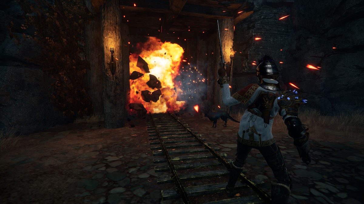 Using the Breaching Barrel in the Powder and Steel mission in Flintlock: The Siege of Dawn.