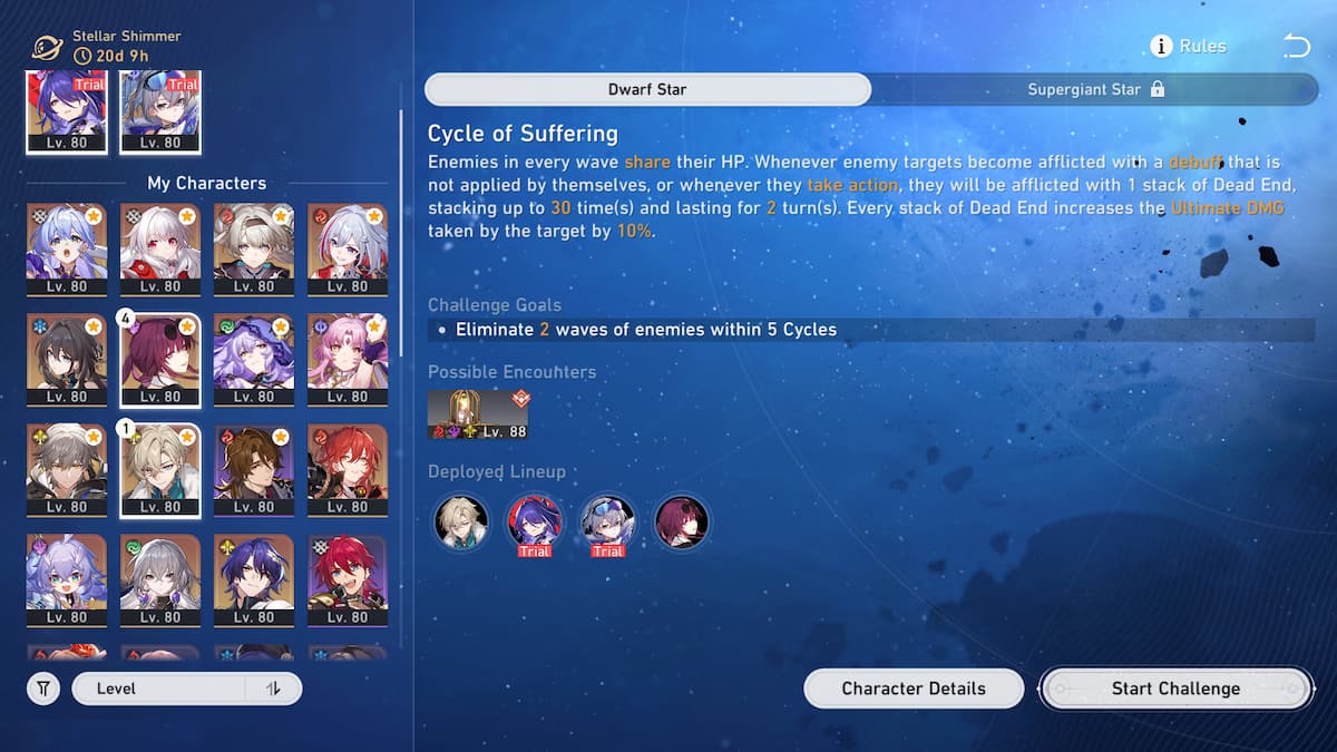 Honkai Star Rail Stellar Shimmer Cycle of Suffering explanation.