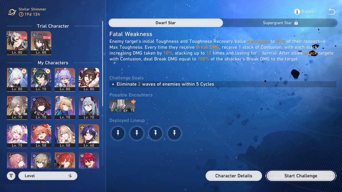 Honkai Star Rail Stellar Shimmer Fatal Weakness explanation.