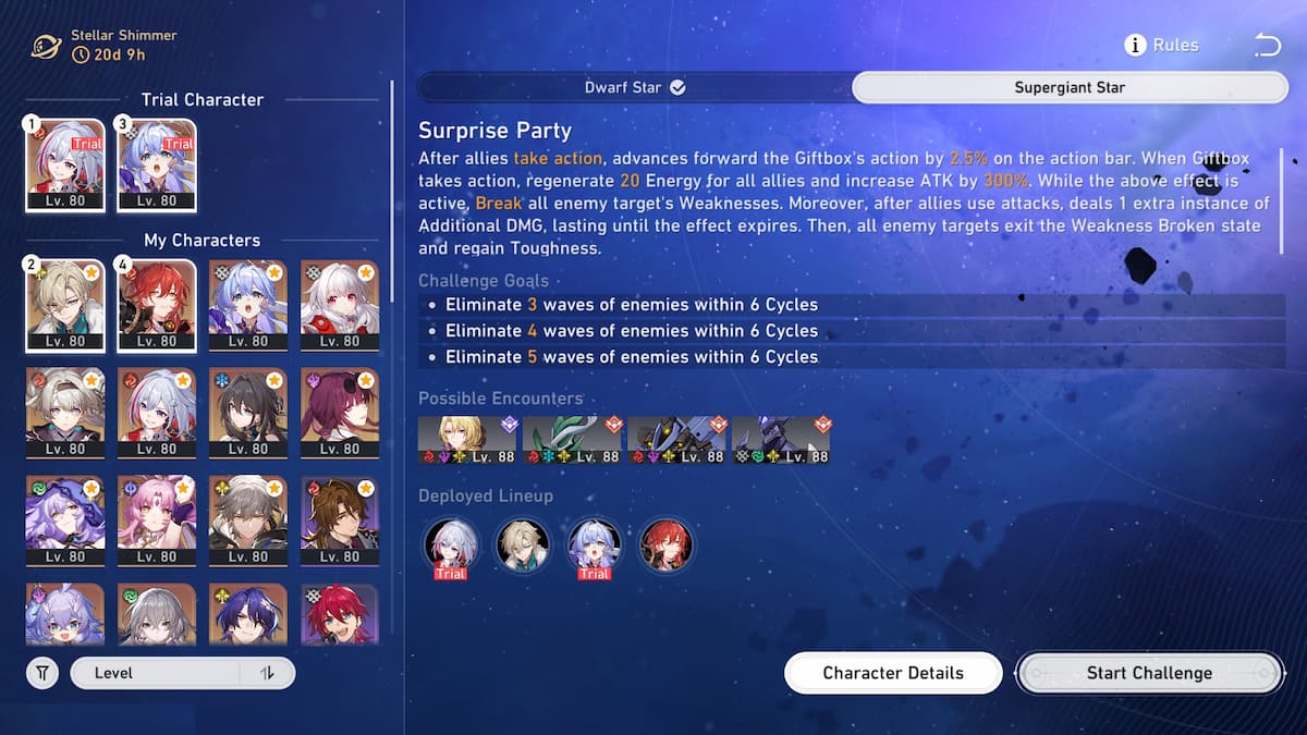 Honkai Star Rail Stellar Shimmer Surprise Party explanation.