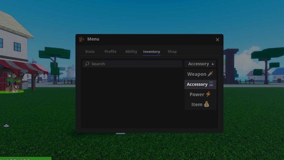 Accessory menu in Roblox Meme Sea