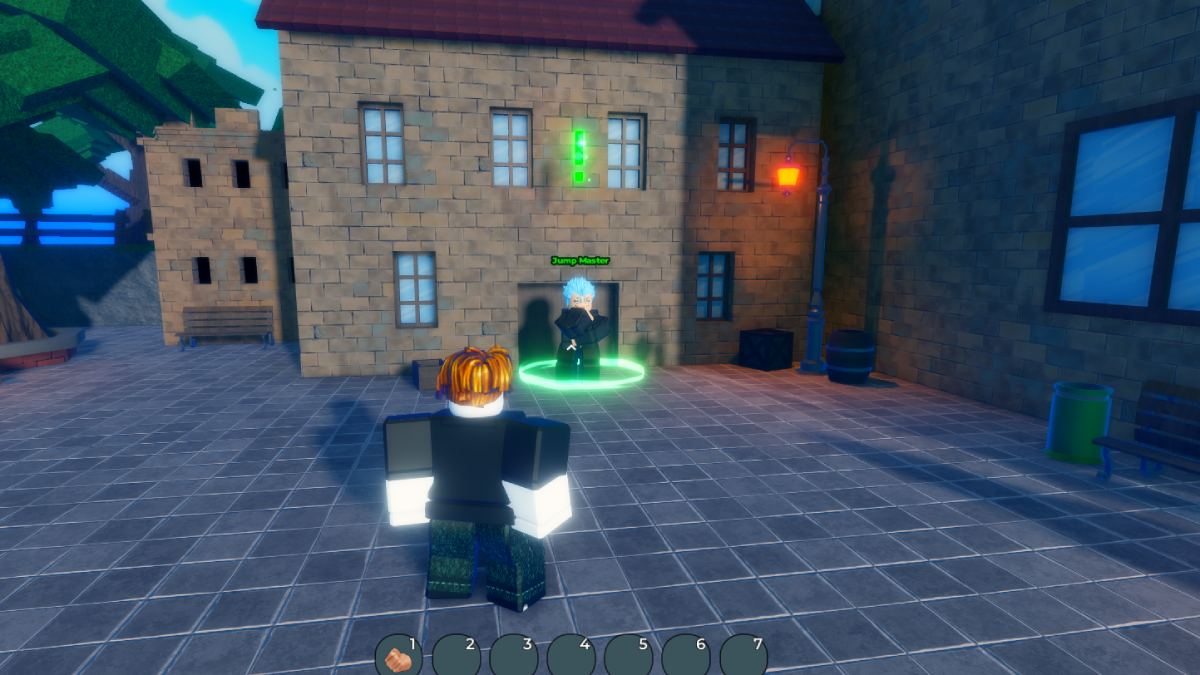 Roblox character standing in front of the Jump Master character