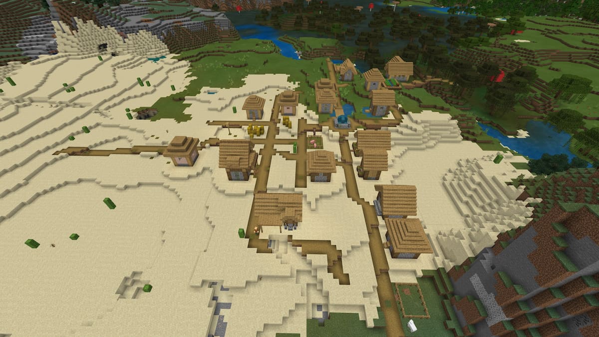 A Plains Village extending into a Minecraft Desert