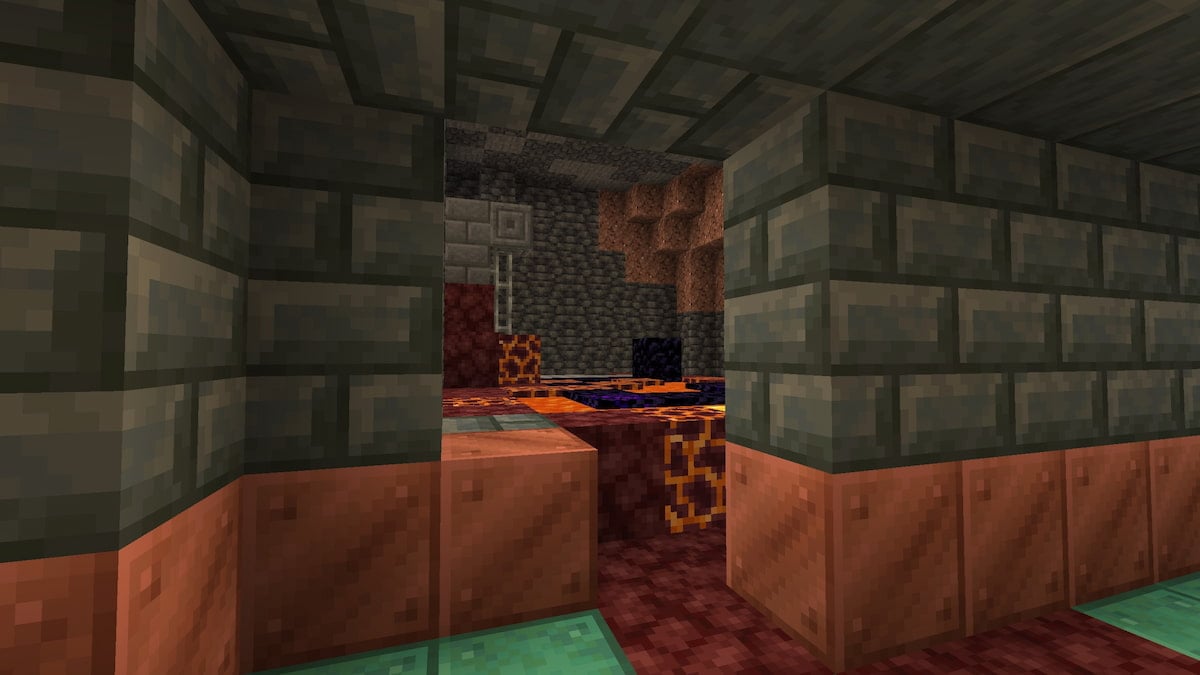 A Ruined Portal in a Trial Chambers structure in Minecraft