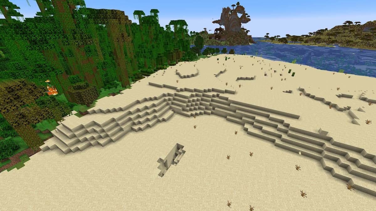 A Desert Temple hidden beneath the sand in Minecraft