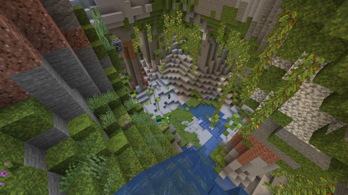 A small Lush Cave in Minecraft