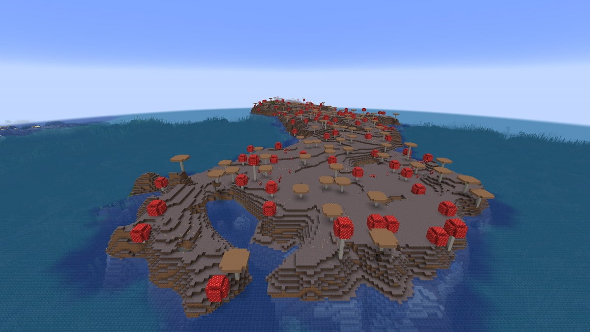 A long Minecraft Mushroom Island