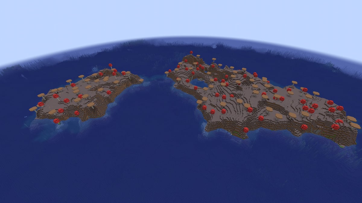 Two Mushroom Islands next to each other in Minecraft