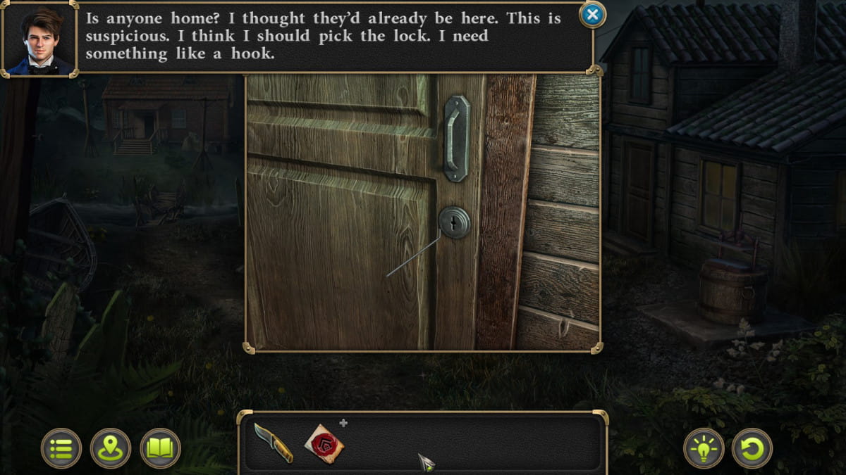 Use the bike spoke to make a lockpick for the Engineer's House in Case 3 of Mystery Detective Adventure.