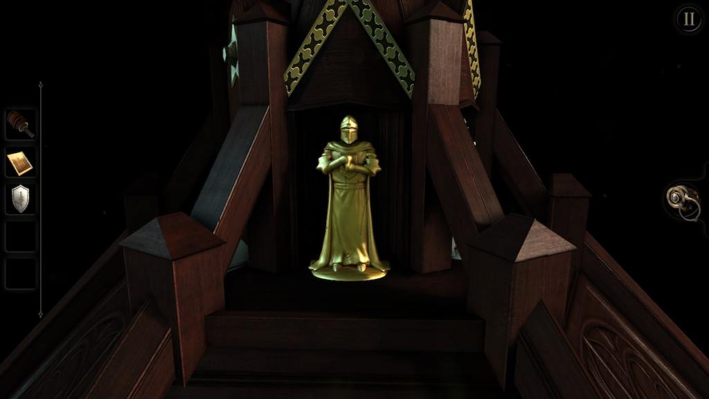 The gold knight statue at the top of the box in this The Room Chapter 2 walkthrough