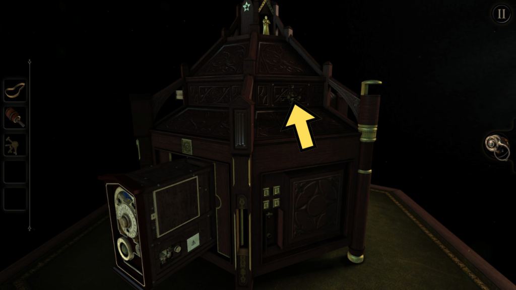 The location of the lock requiring the Peculiar Key in The Room chapter 2