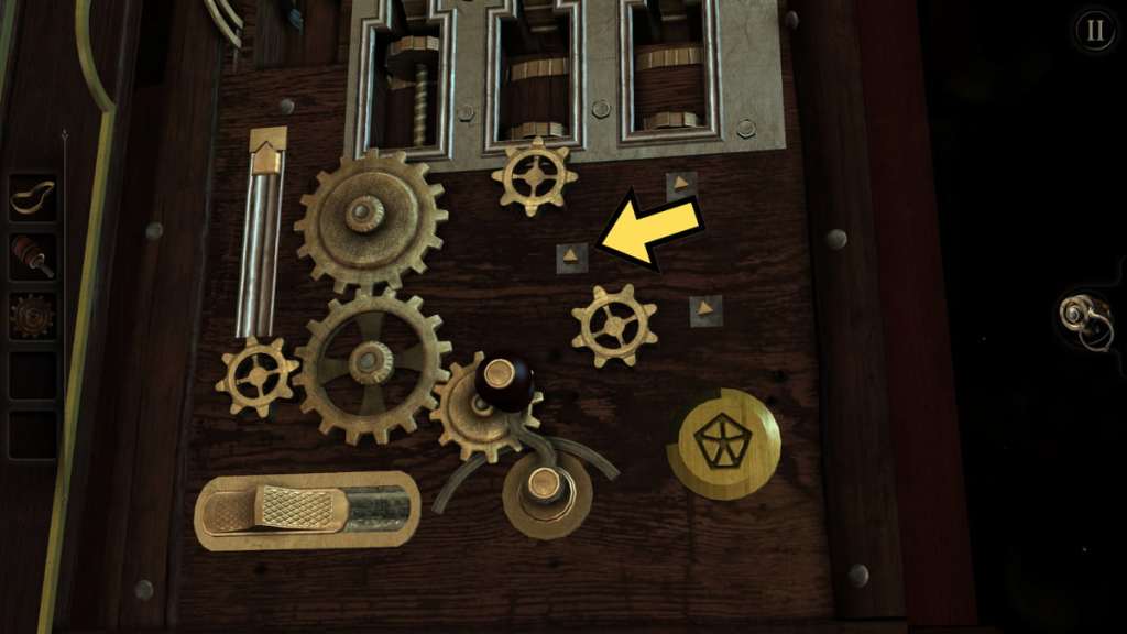 Where to place the first medium-sized cog in the Chapter 2 walkthrough of The Room