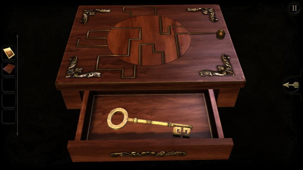 Getting the key from the drawer in the intricate box