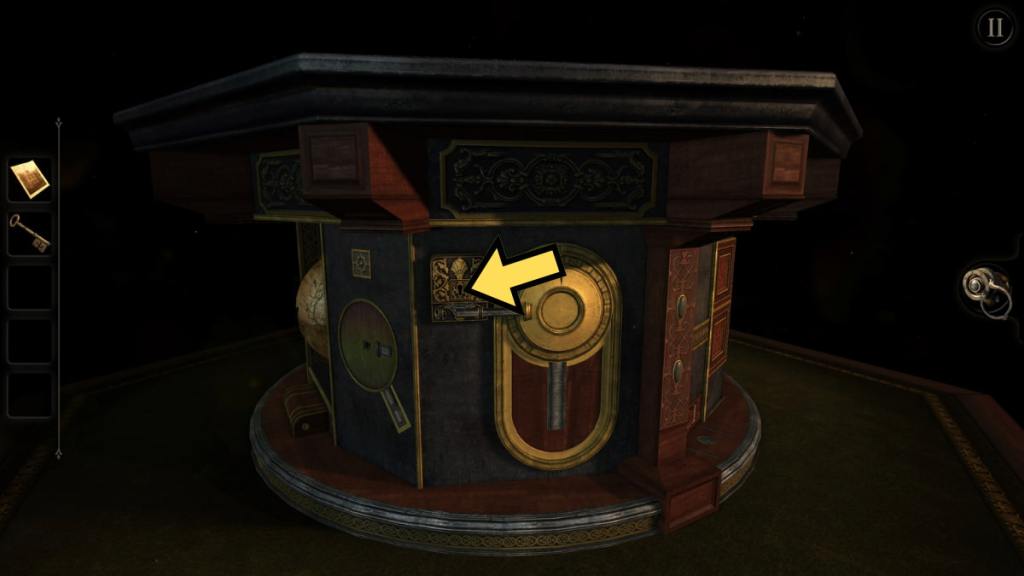 The location of the keyhole next to the safe in Chapter 3 of the Room