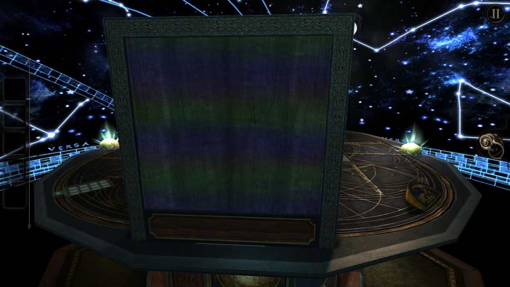 The panel that can be seen through with the lens in Chapter 4 of The Room