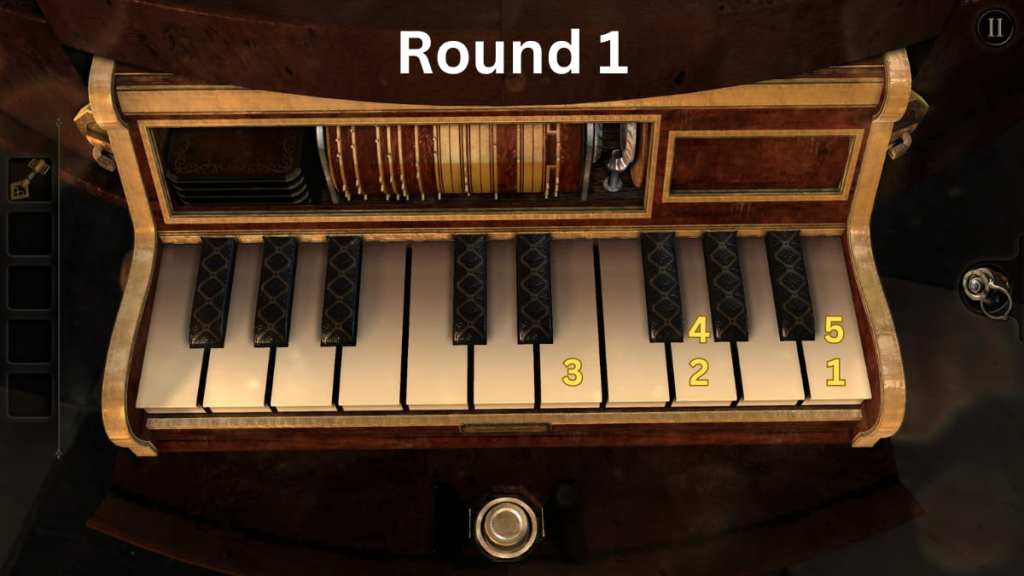 The keys to press for the first round of the piano melody puzzle