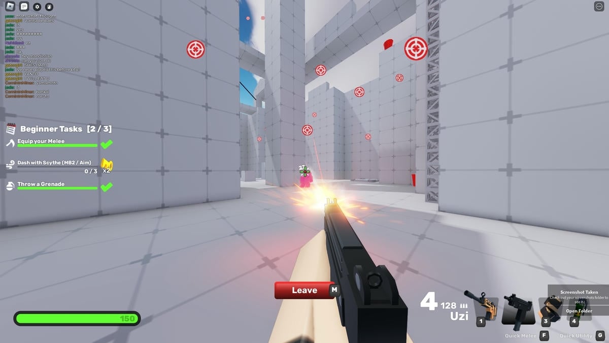 Using the UZI with the best crosshair settings in Roblox Rivals