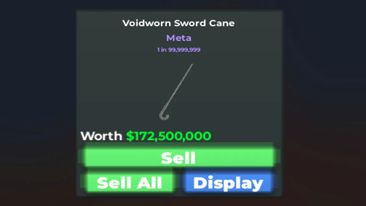 The Voidworn Sword Cane item in Void Fishing