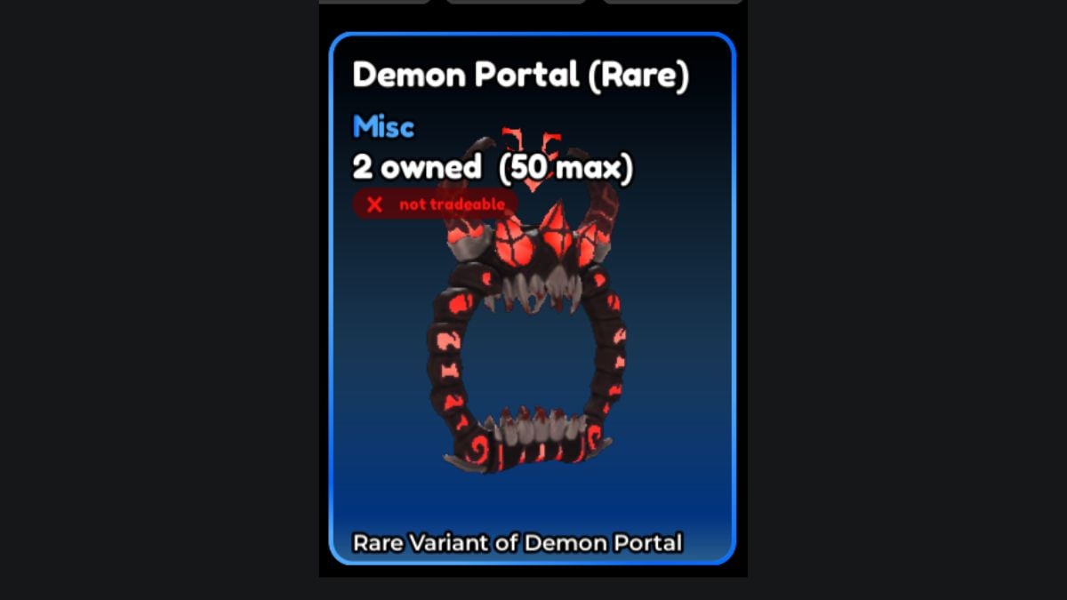 Demon portal rare item in Anime Defenders