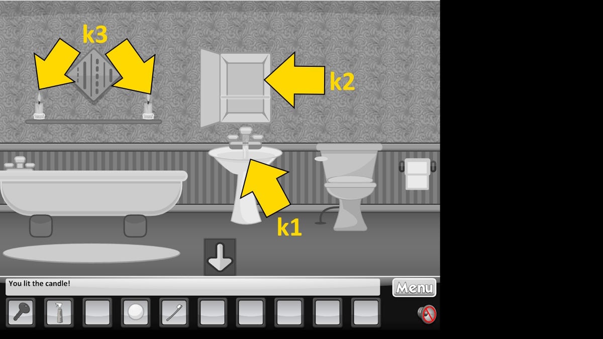 Checking out the bathroom in Escape the Black and White House