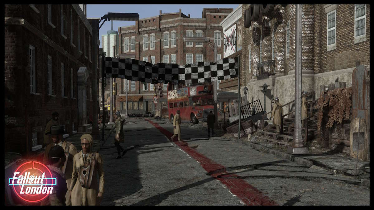 The city streets in Fallout London.