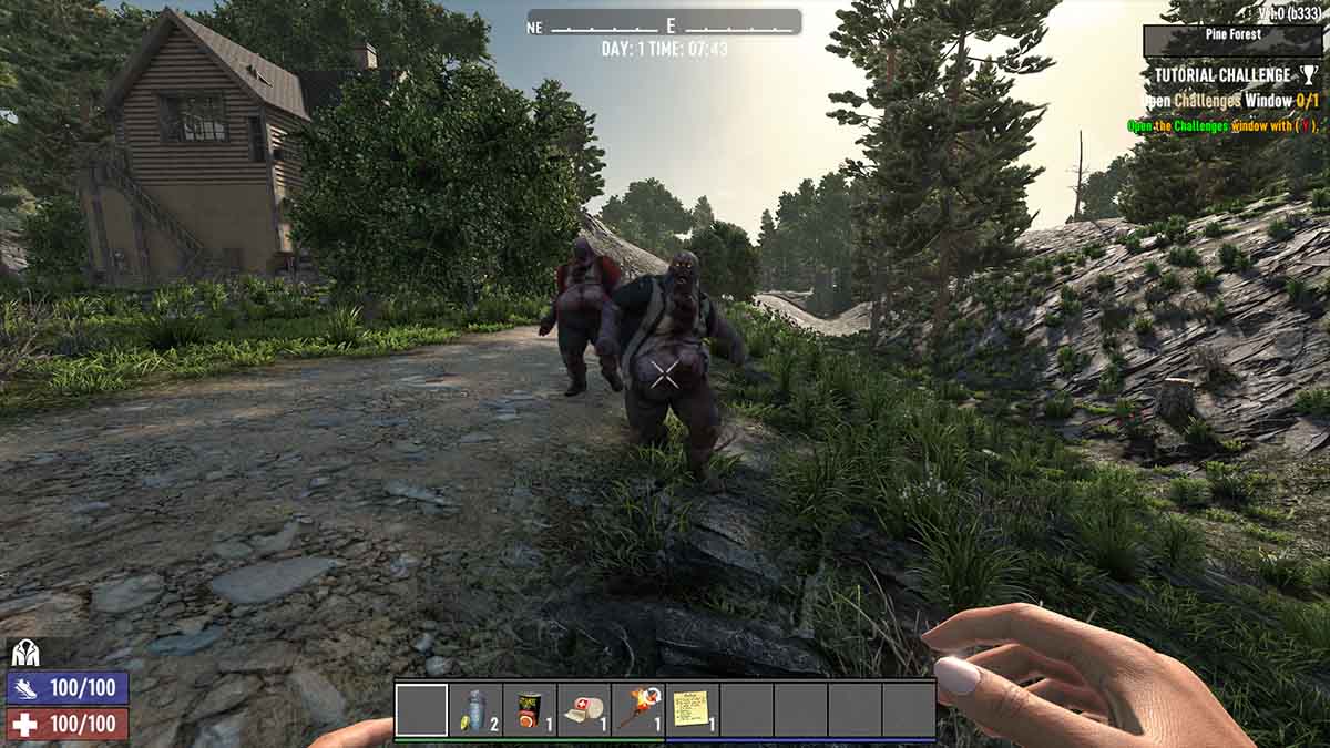 7 Days to Die two zombies attacking a player