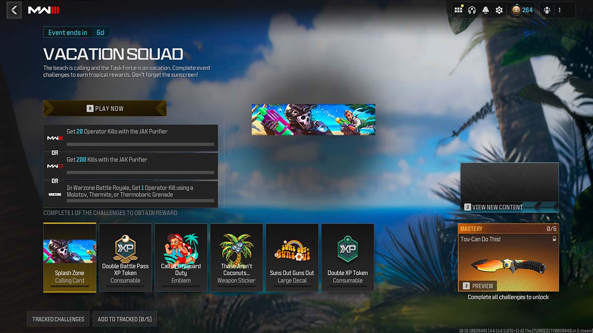 Call of Duty MW3 Vacation Squad event challenges