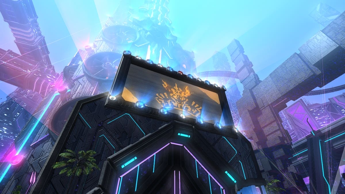 The Arcadion building featured in Final Fantasy XIV's Arcadion raid series.