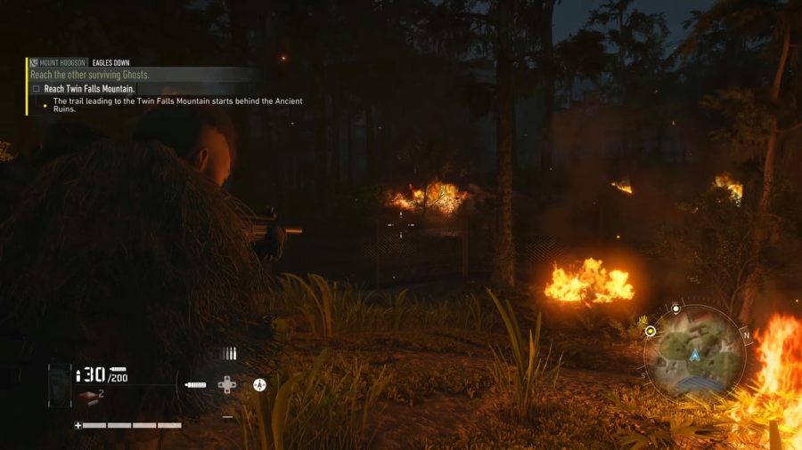 Ghost Recon Breakpoint operator searching in a dark environment