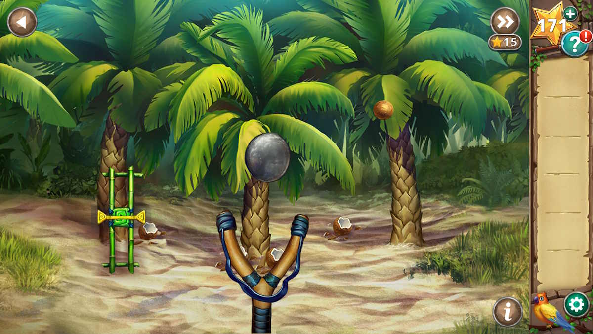 Shooting for coconuts in Chapter 6 of Adventure Escape Mysteries Hidden Ruins