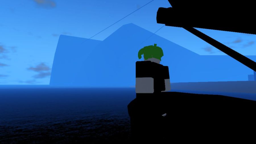 Player in a boat in Hunter X Anomaly Roblox