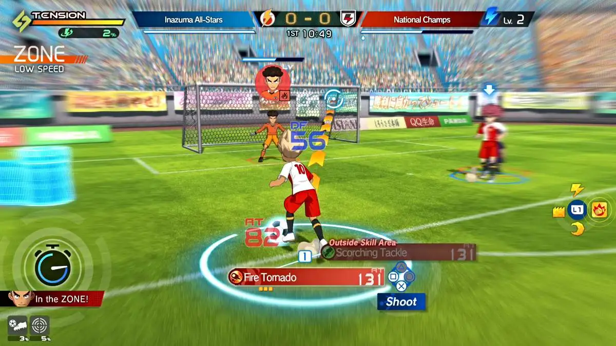 Football match gameplay in Inazuma Eleven Victory Road
