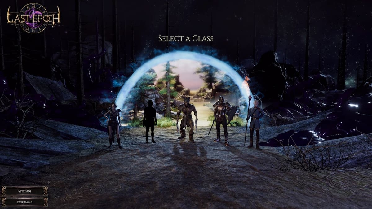 The Class Selection screen in the Last Epoch