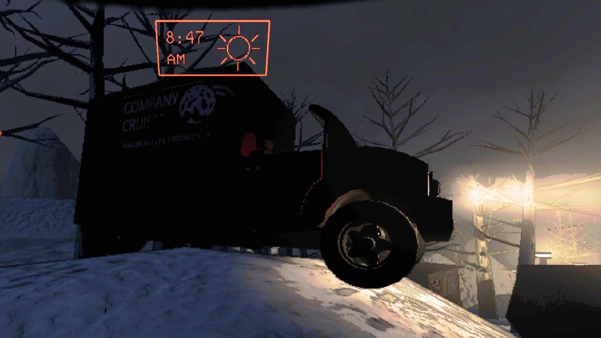 Lethal Company cruiser spawned on a hill