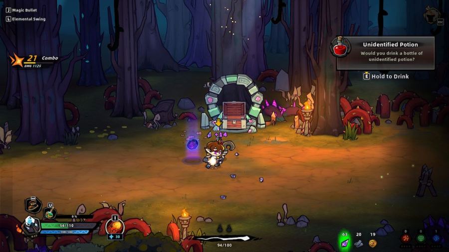 An unidentified red potion in Lost Castle 2.