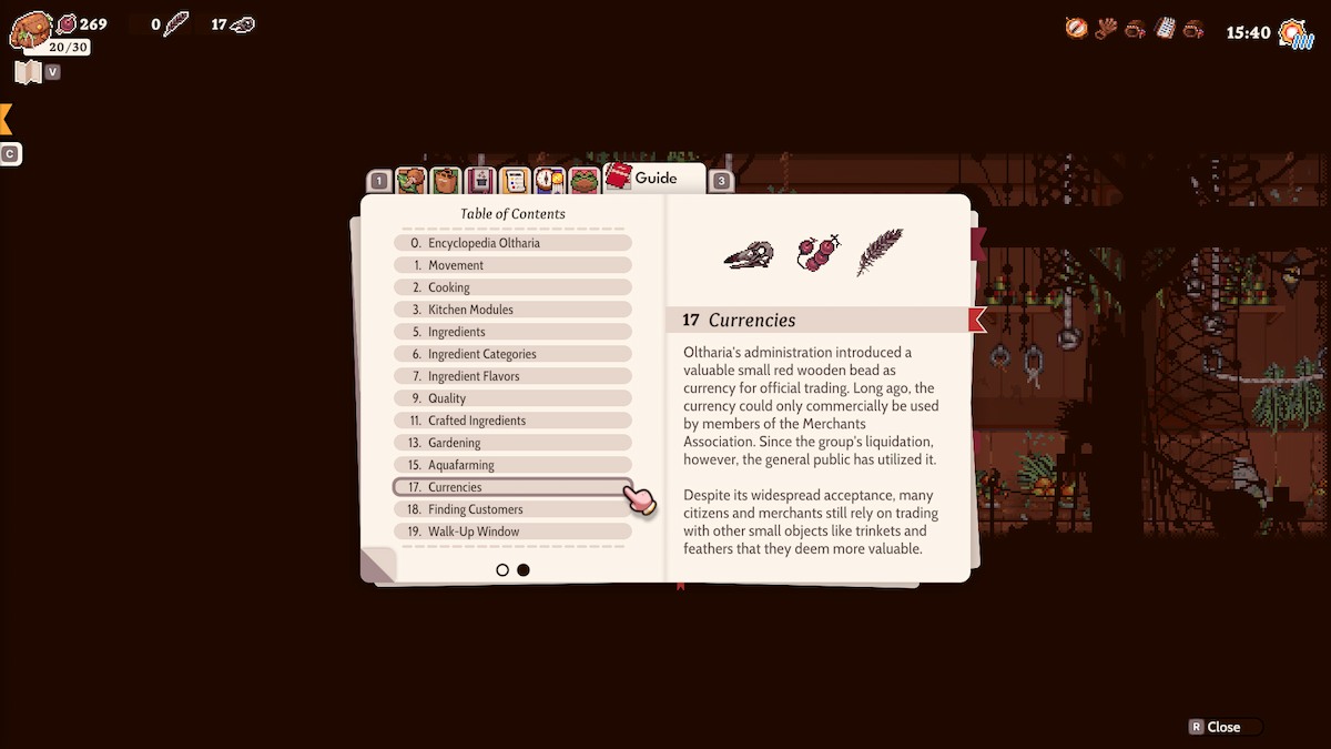 A page explaining the different currencies in Magical Delicacy.