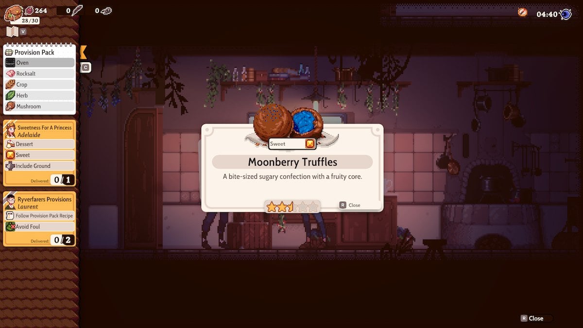 Making moonberry truffles in Magical Delicacy. 