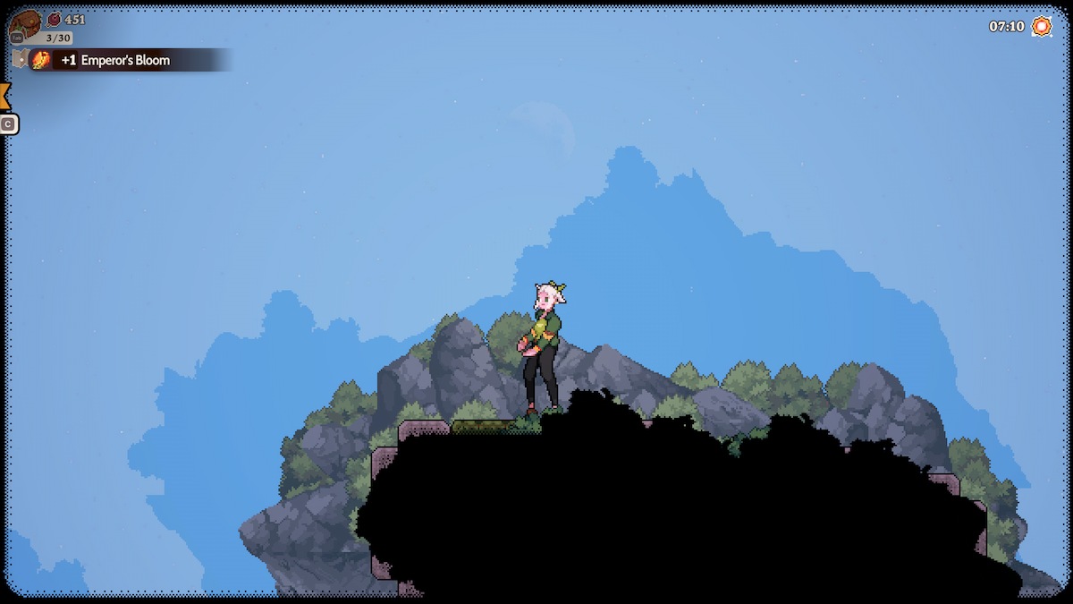 Harvesting an emperor’s bloom plant in the Western Plaza of Magical Delicacy.