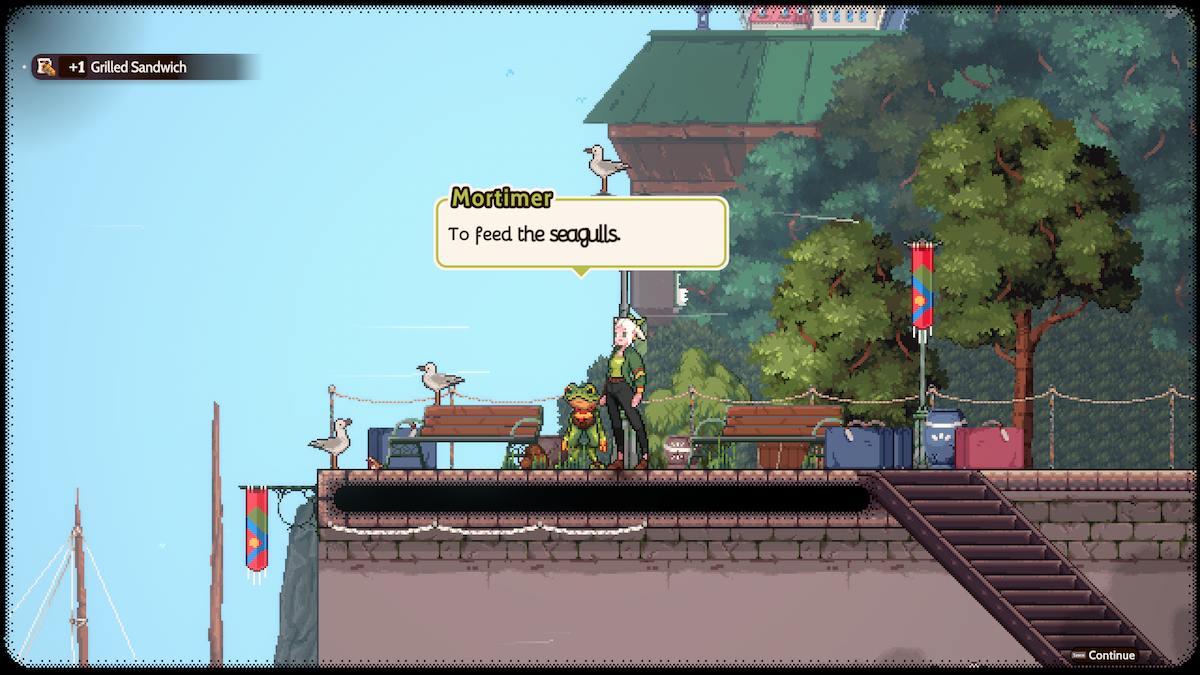 Mortimer talking about feeding seagulls in Magical Delicacy.