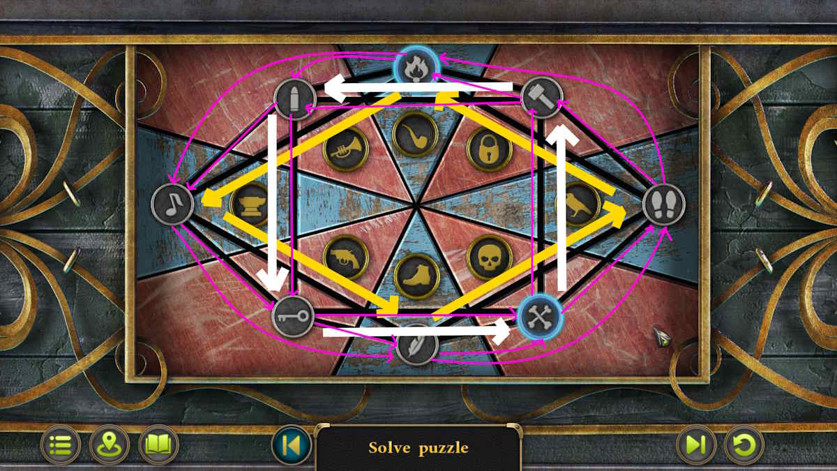 Matching puzzle with arrows in Mystery Detective Adventure