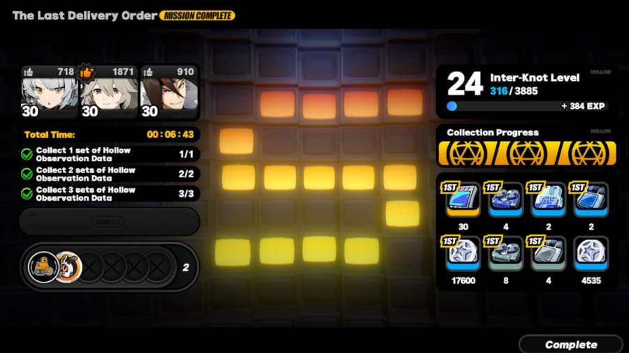 Zenless Zone Zero hollow exploration completion screen