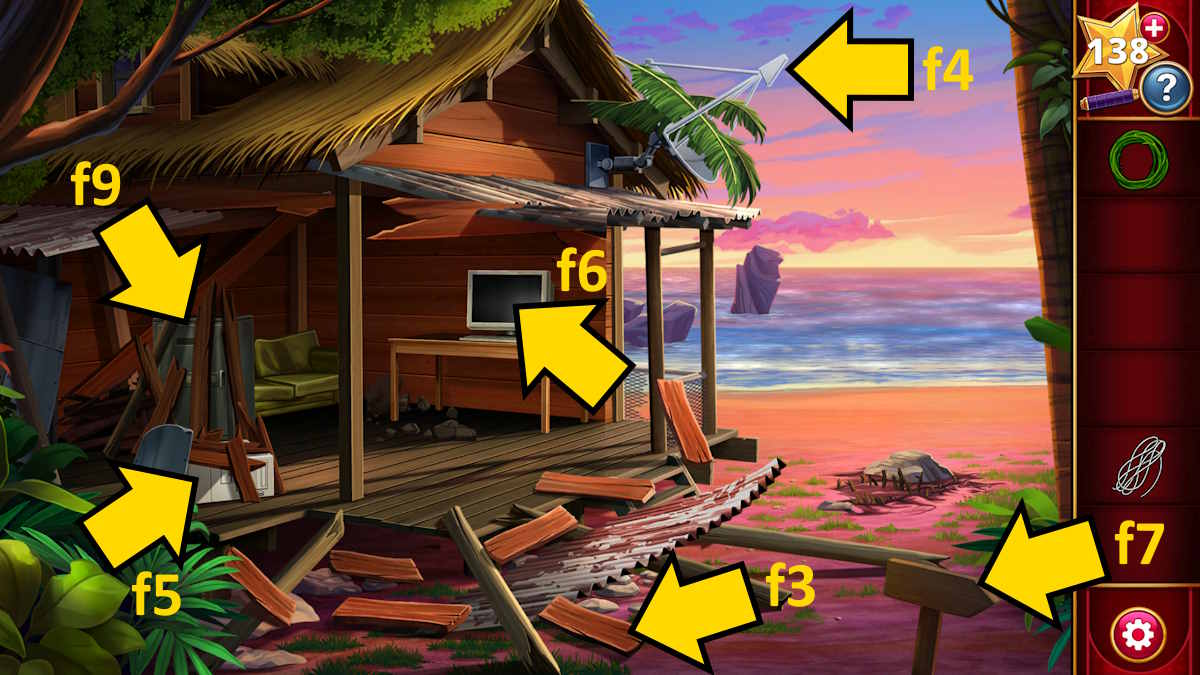 Exploring the damaged cabin on Mystere Island in Adventure Escape Mysteries Puzzle Lovers