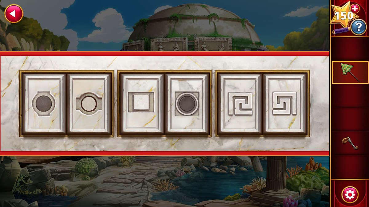 Finding the right puzzle code patterns in Greece in Adventure Escape Mysteries Puzzle Lovers
