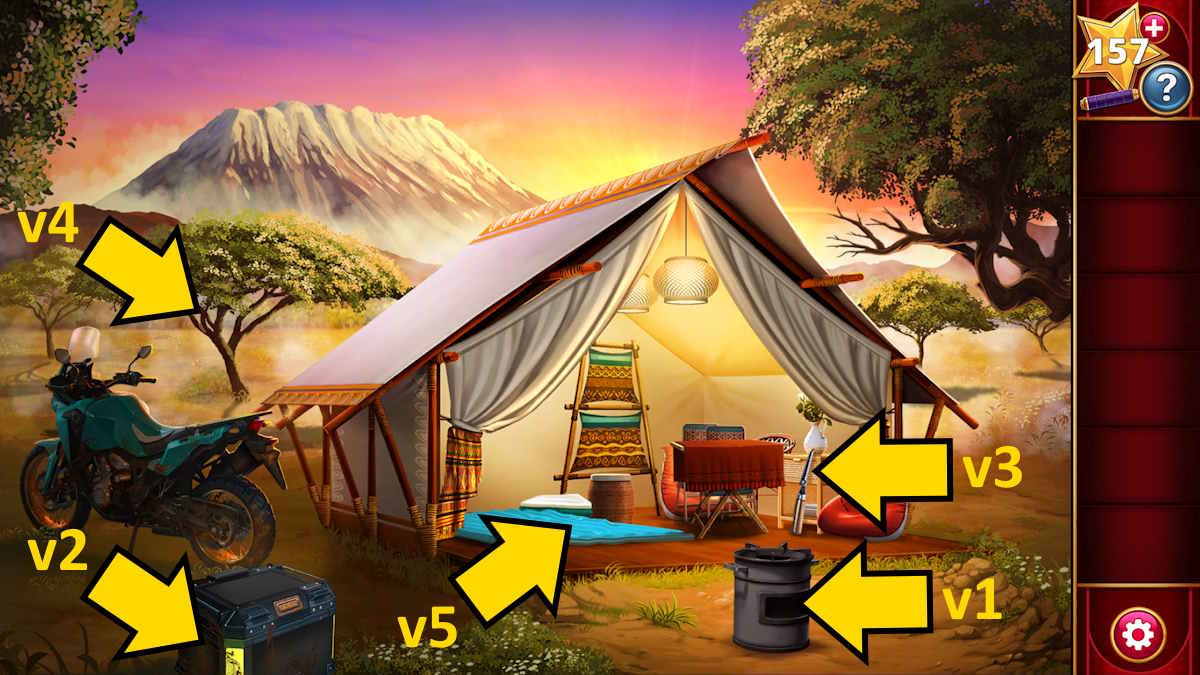 Checking out the tent in the Serengeti in Adventure Escape Mysteries Puzzle Lovers