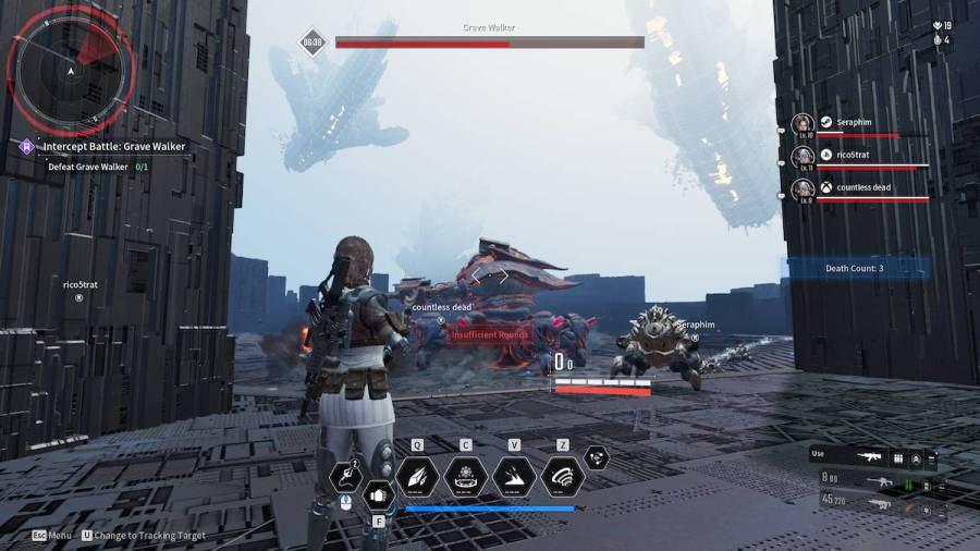 The insufficient rounds notification in The First Descendant.