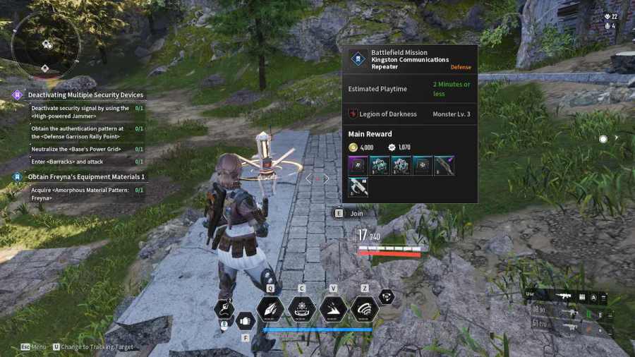 A mission beacon in The First Descendant asking the player if they want to join the active mission.