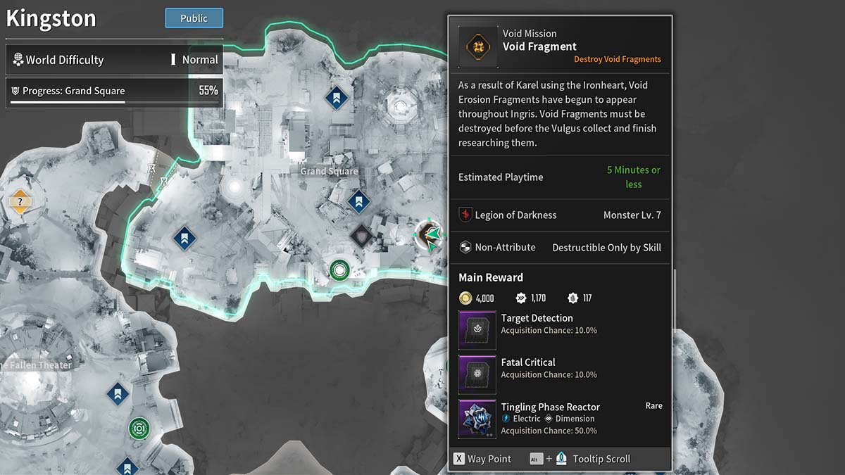 The First Descendant Destroy Void Fragment mission on map