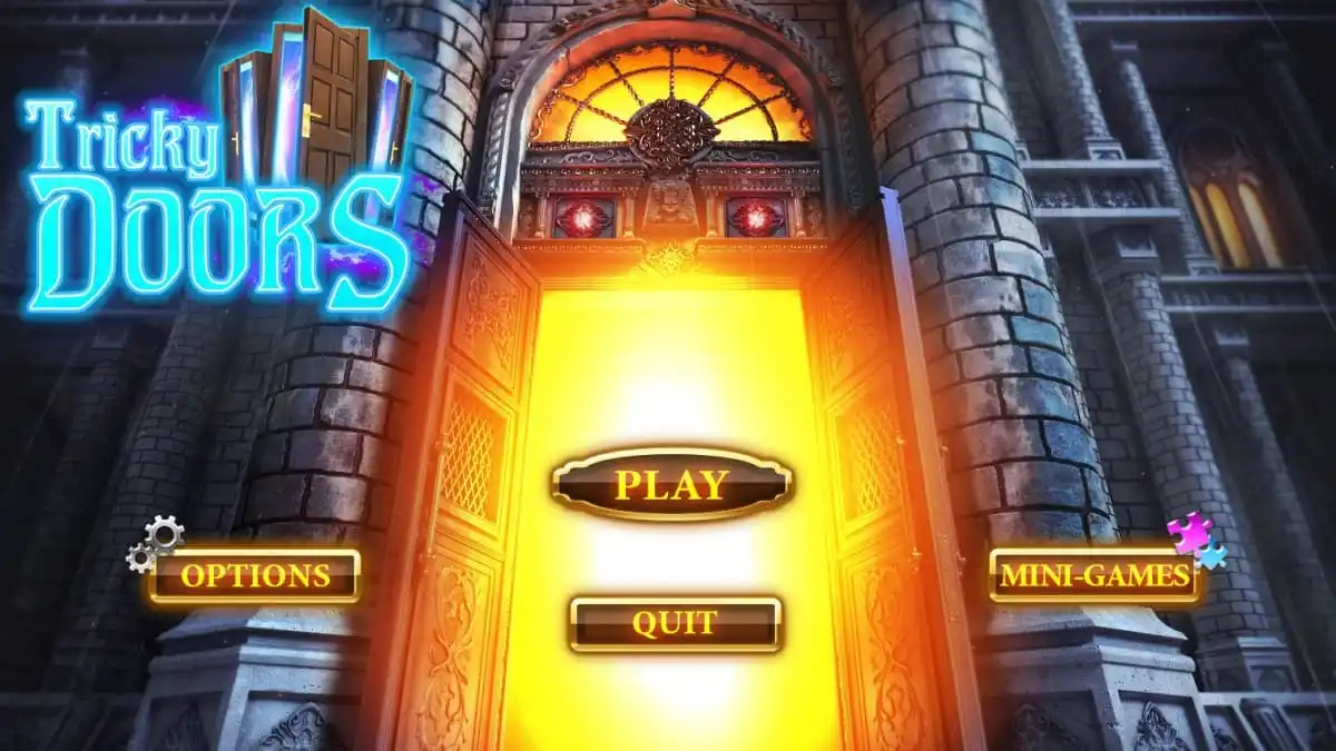 The Tricky Doors title screen.