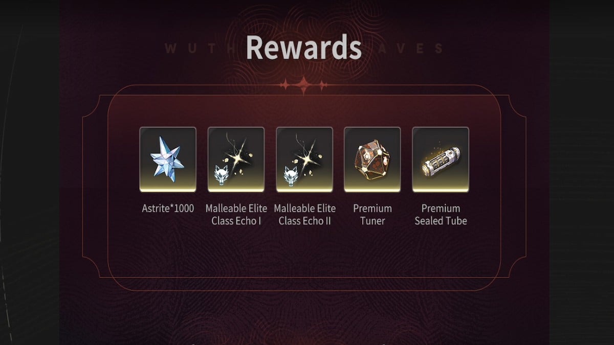 Dreams Ablaze in Darkness event rewards for Wuthering Waves.