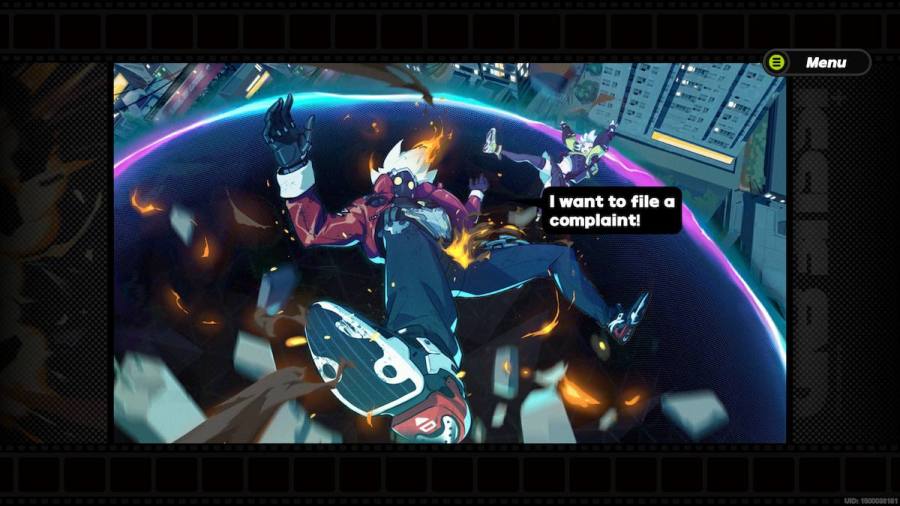 Billy screaming that he wants to file a complaint while falling out of a window.